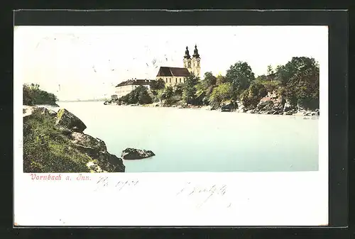 AK Vornbach a. Inn, Ortspartie mit Kirche