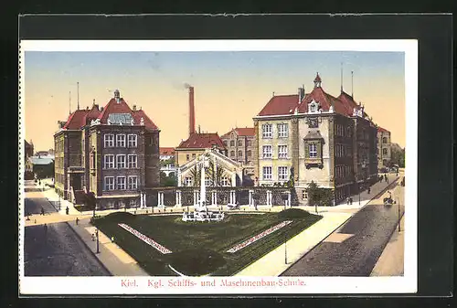 AK Kiel, Königliche Schiffs- und Maschinenbau-Schule mit Brunnen