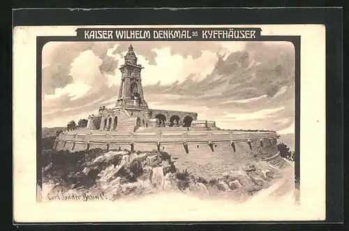 Künstler-AK Carl Jander: Kyffhäuser, Kaiser Wilhelm Denkmal