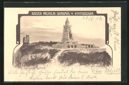 Künstler-AK Carl Jander: Kyffhäuser, Kaiser Wilhelm Denkmal