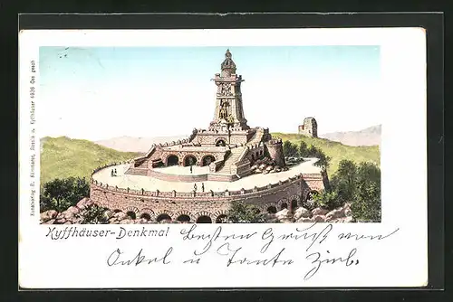 Goldfenster-AK Kyffhäuser, Kyffhäuser-Denkmal