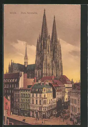 AK Köln, Dom Nordseite mit Geschäften