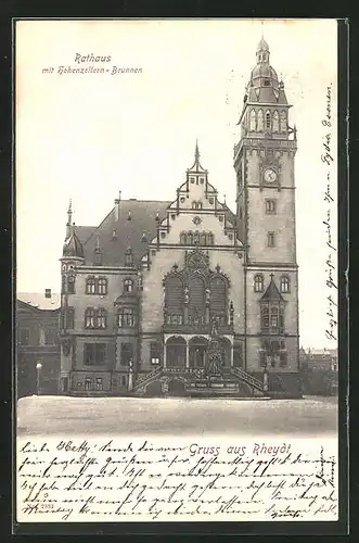 AK Rheydt, Rathaus mit Hohenzollern-Brunnen