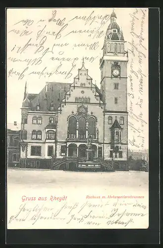 AK Rheydt, Rathaus mit Hohenzollernbrunnen