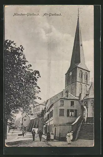 AK München-Gladbach, Alt-Gladbach mit Kirche