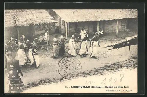 AK Libreville, Scène de tam-tam, Afrikanische Tänzer