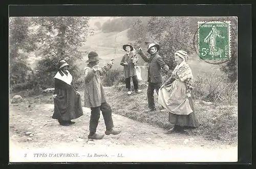 AK Auvergne, Types d`Auvergne, La Bourrée, Volkstanz