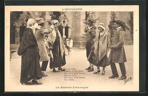 AK Auvergne, La Bourrée, Volkstanz
