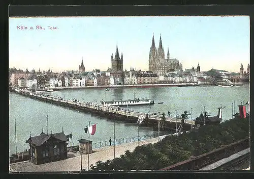 AK Köln, Blick über den Rhein auf den Dom