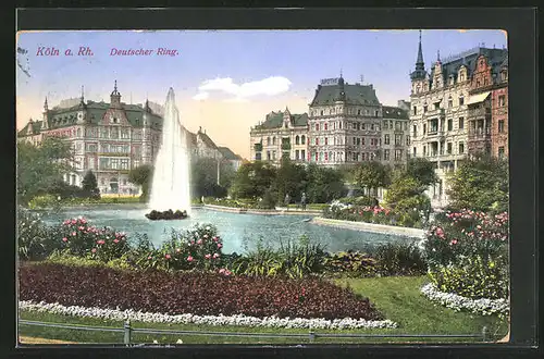 AK Köln-Neustadt, Springbrunnen am Deutschen Ring