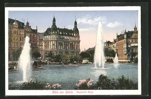 AK Köln-Neustadt, Springbrunnen im Deutschen Ring