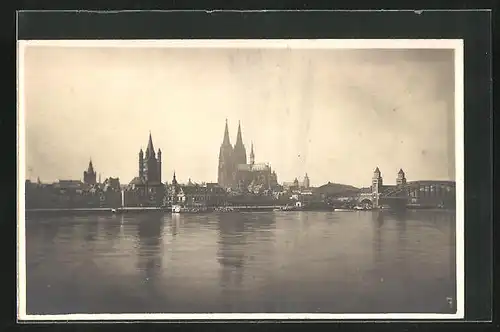 AK Köln, Blick über den Rhein auf den Dom