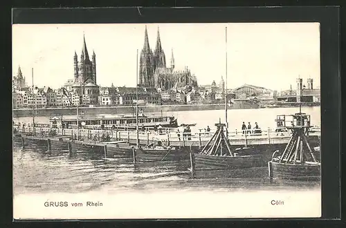 AK Köln, Blick über den Rhein auf den Dom