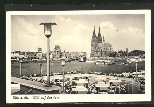 AK Köln, Blick vom Cafe auf den Dom