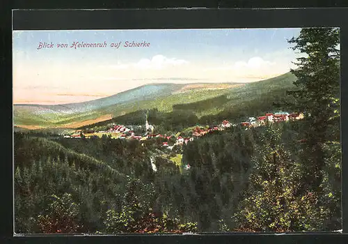 AK Schierke /Harz, Blick von Helenenruh auf die Stadt
