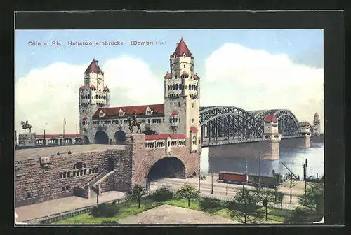 AK Köln, Hohenzollernbrücke, Dombrücke