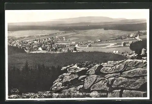 AK Braunlage /Harz, Blick v. d. grossen Wurmbergklippe