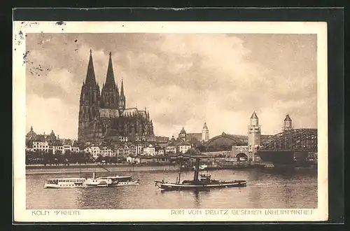 AK Köln, Dom von Deutz gesehen