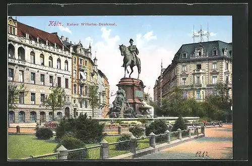 AK Köln-Neustadt, Hotel Kaiser Wilhelm und Denkmal