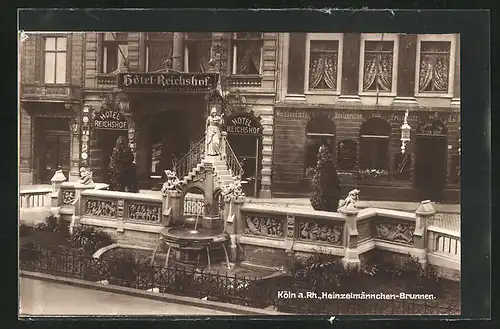 AK Köln, Hotel Reichshof, Heinzelmännchen-Brunnen