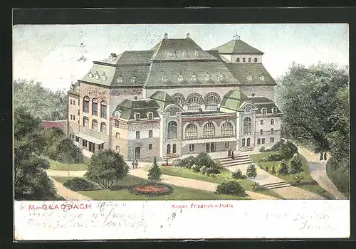 AK Mönchengladbach, Kaiser Friedrich-Halle aus der Vogelschau