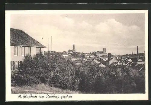 AK Mönchengladbach, Blick vom Steinberg auf die Stadt