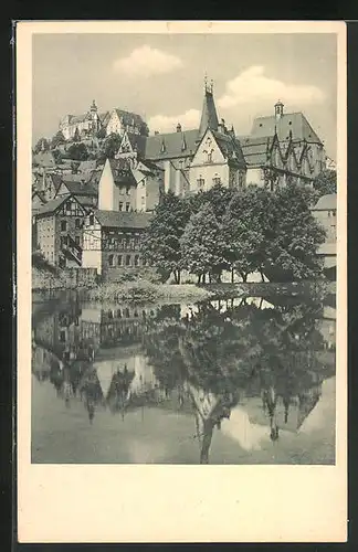 AK Marburg /Lahn, Blick vom Trojedamm auf Universität und Schloss I