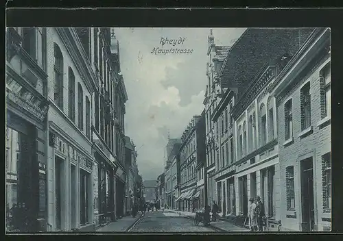 AK Rheydt, Hauptstrasse im Abenddämmer