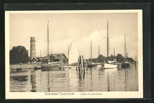 AK Travemünde, Hafen mit Leuchtturm