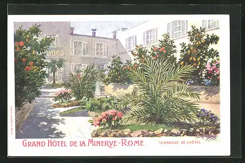 Lithographie Roma, Grand Hotel de la Minerva, Terasse de L`Hotel