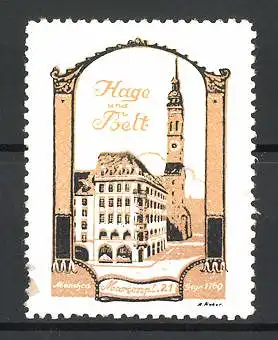 Reklamemarke Kaufhaus Hage und Belt, Gegr. 1769, Marienpl. 21, München