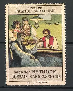 Reklamemarke Lernt Fremde Sprachen nach der Methode Toussaint-Langenscheidt, Ungarisch, Serie I, Bild 10