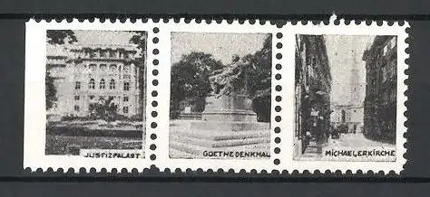 Reklamemarke Wien, Justizpalast, Goethedenkmal, Michaelerkirche