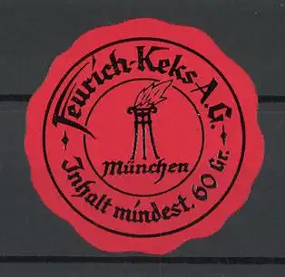 Reklamemarke Feurich-Keks-AG, München, Fackel