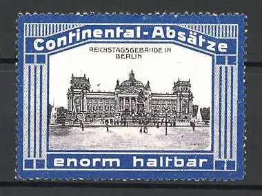 Reklamemarke Berlin, Reichstagsgebäude, Continental-Absätze sind ernorm haltbar
