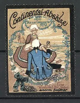Reklamemarke Continental-Absätze sind enorm haltbar, Serie: Die vier Lebensalter, Bild 2, barockgekleidetes Paar