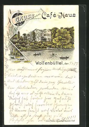 Lithographie Wolfenbüttel, Cafe-Haus am See