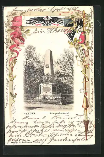 Passepartout-Lithographie Verden, Am Kriegerdenkmal