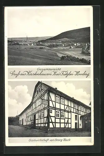 AK Kerstenhausen /Kr. Fritzlar-Hombug, Panorama, Gastwirtschaft von Georg Hack
