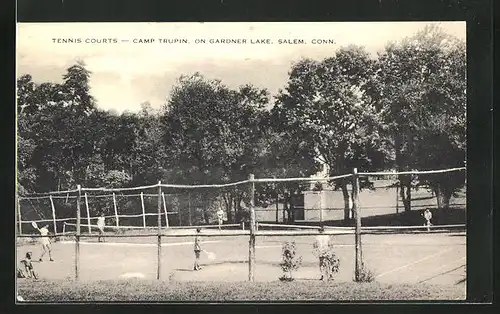 AK Salem, CT, Tennis Court, Camp Trupin, on Gardner Lake