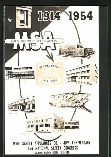 AK Chicago, IL, MSA Mine Safety Appliance Co. 40. Anniversary 1954, National Safety Congress