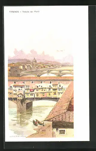 Künstler-AK Firenze, Veduta dei Ponti