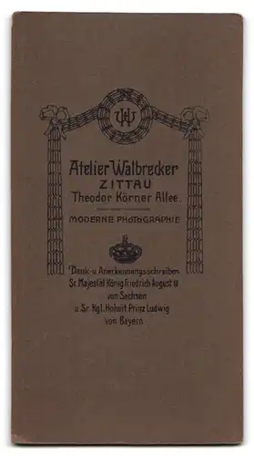 Fotografie Atelier Walbrecker, Zittau, Theodor-Körner-Allee, Portrait dunkelhaariges Fräulein mit Buch im Kleid