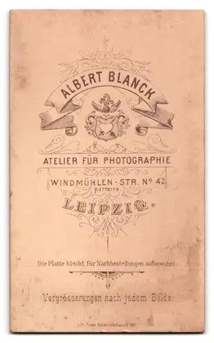 Fotografie Albert Blanck, Leipzig, Windmühlenstr. 47, Portrait stattlicher Herr mit Schnurrbart im Jackett