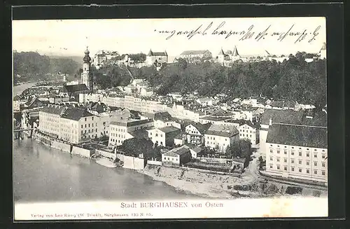 AK Burghausen, Stadtpanorama von Osten gesehen