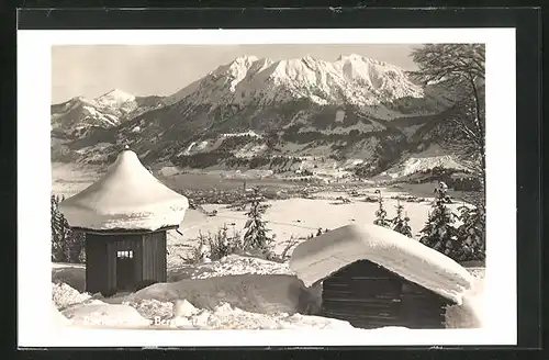 AK Oberstdorf / Bayr. Allgäu, Nebelhorn vom Café Bergkristall im Winter