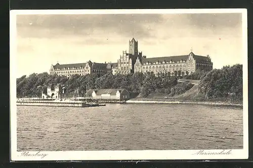 AK Flensburg, Marineschule mit Hafen