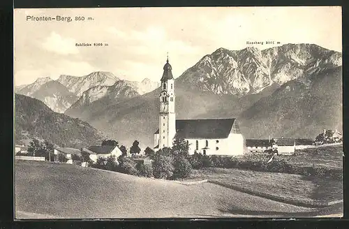 AK Pfronten, Totalansicht mit Schlicke uns Rossberg