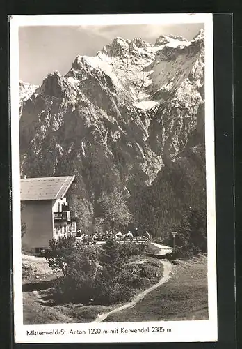 AK Mittenwald-St. Anton, Panorama mit Karwendel