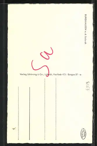 AK Burghausen a. d. Salzach, Teilansicht mit Brunnen